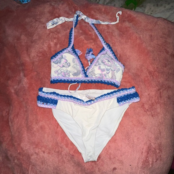 BECCA Floral Crochet Bikini Set with Tassels - Picture 7 of 7